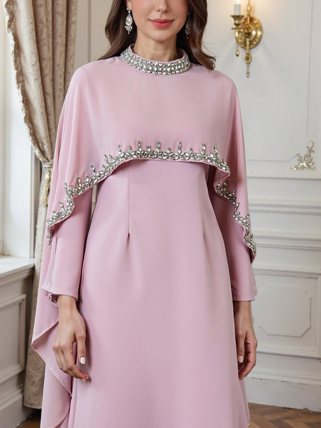 Aya Beaded Cape Dress