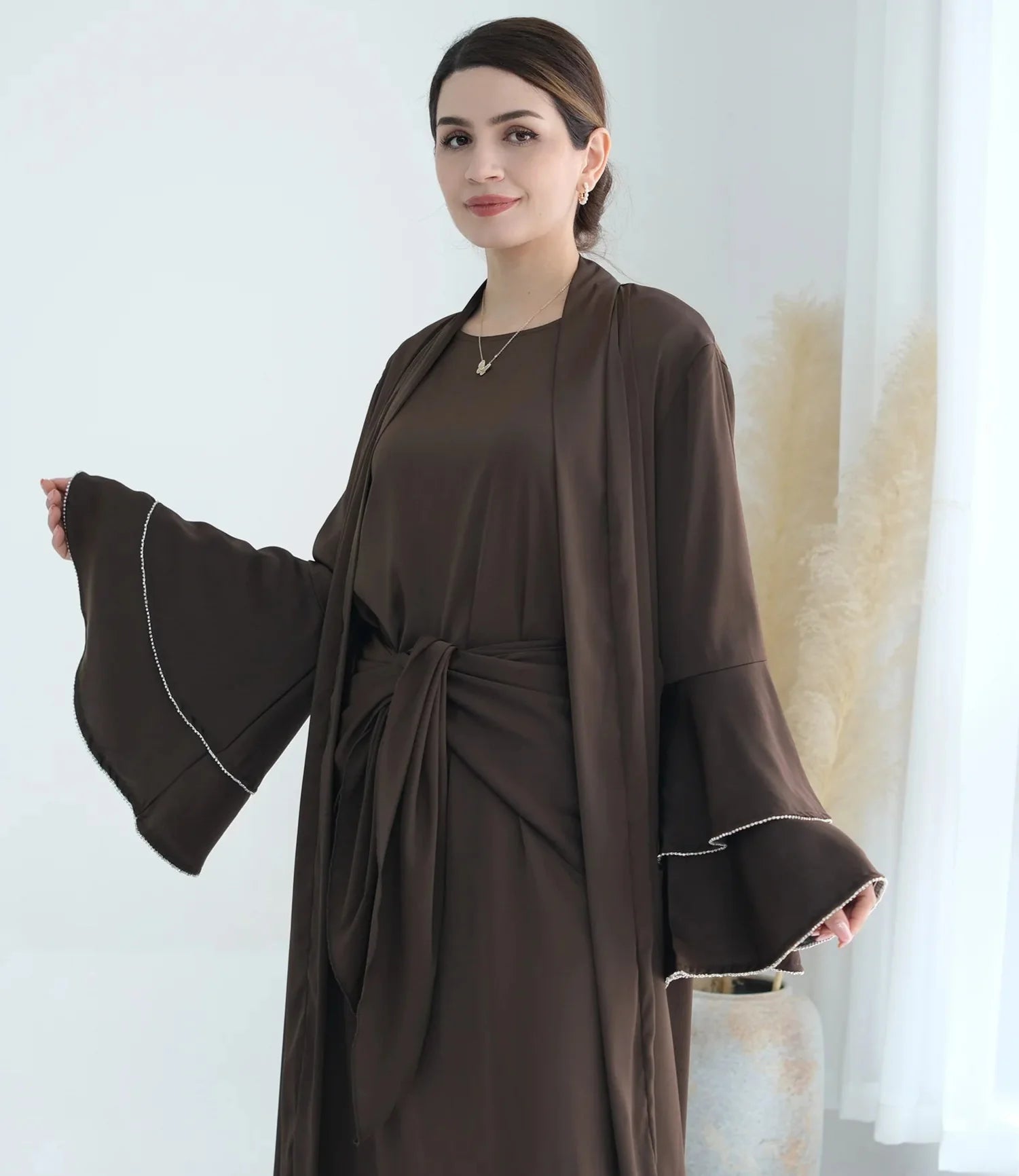 Humera Satin Abaya Set