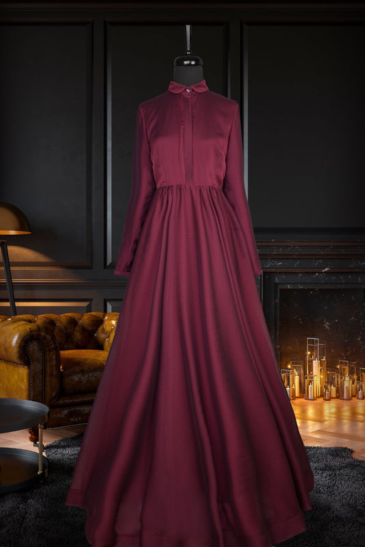 Ruby red French chiffon dress