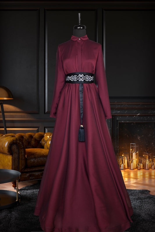 Ruby red French chiffon dress