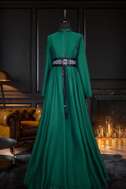 Shadow Green French chiffon dress