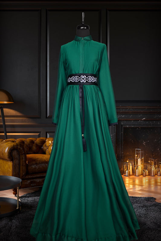 Shadow Green French chiffon dress